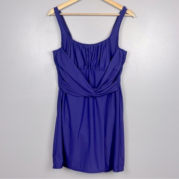 Lands' End Other - Lands End purple Grecian style modest 1 piece swimdress, size 18.